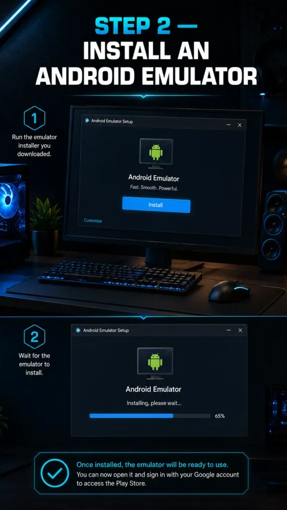 Install Android emulator on PC