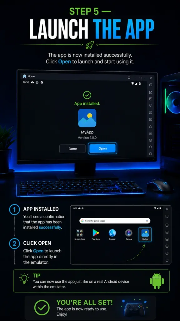 Launch installed app on PC